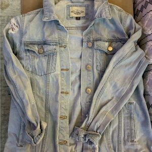 American Eagle Outfitters Distressed Light Blue Jean Jacket